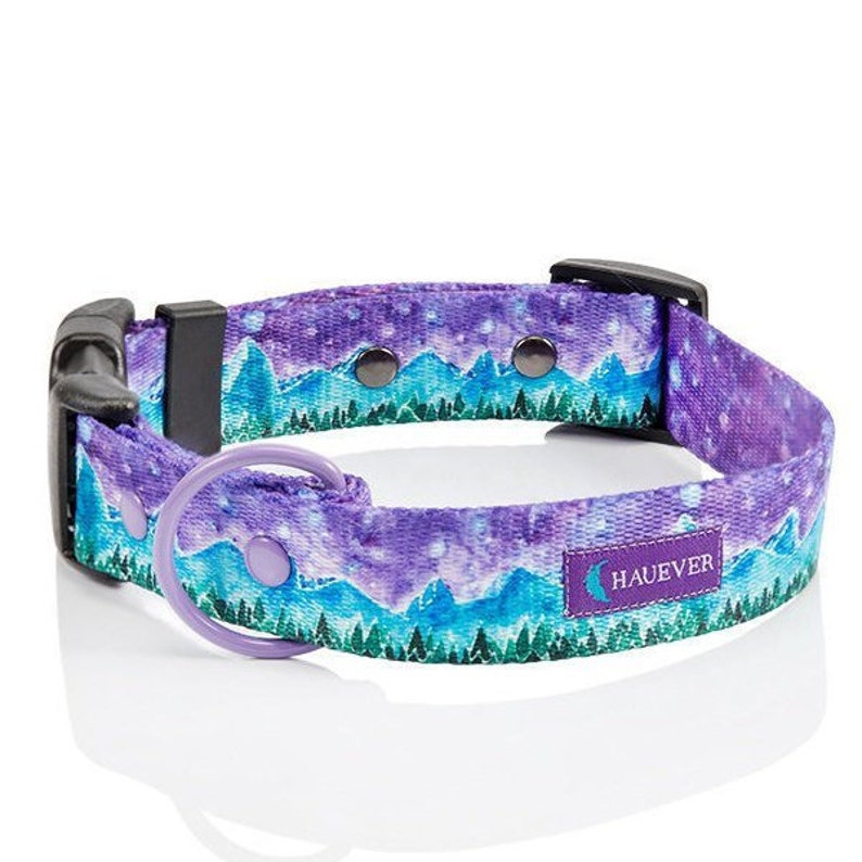 Dog collar MOUNTAINS hand painted watercolor mountains Etsy