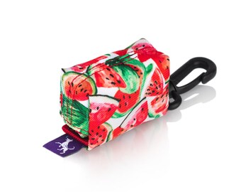Dog poop bag holder, dog poop bag dispenser, waterproof dog waste bag holder, gift for dog lover, watermelon print