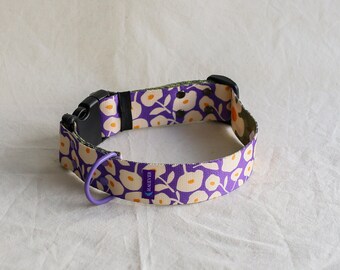 Adjustable dog collar EGGS pattern, khaki unisex dog collar buckle, animal dog collar for stylish dog, goose pattern dog collar