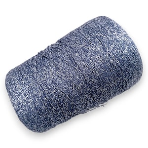 Blue Lurex Yarn Cone, Knitting, Shining Metallic Thread for Embroidery, Weaving, DIY Crafts, Lace Weight Glitter Fiber, Glitter Embroidery