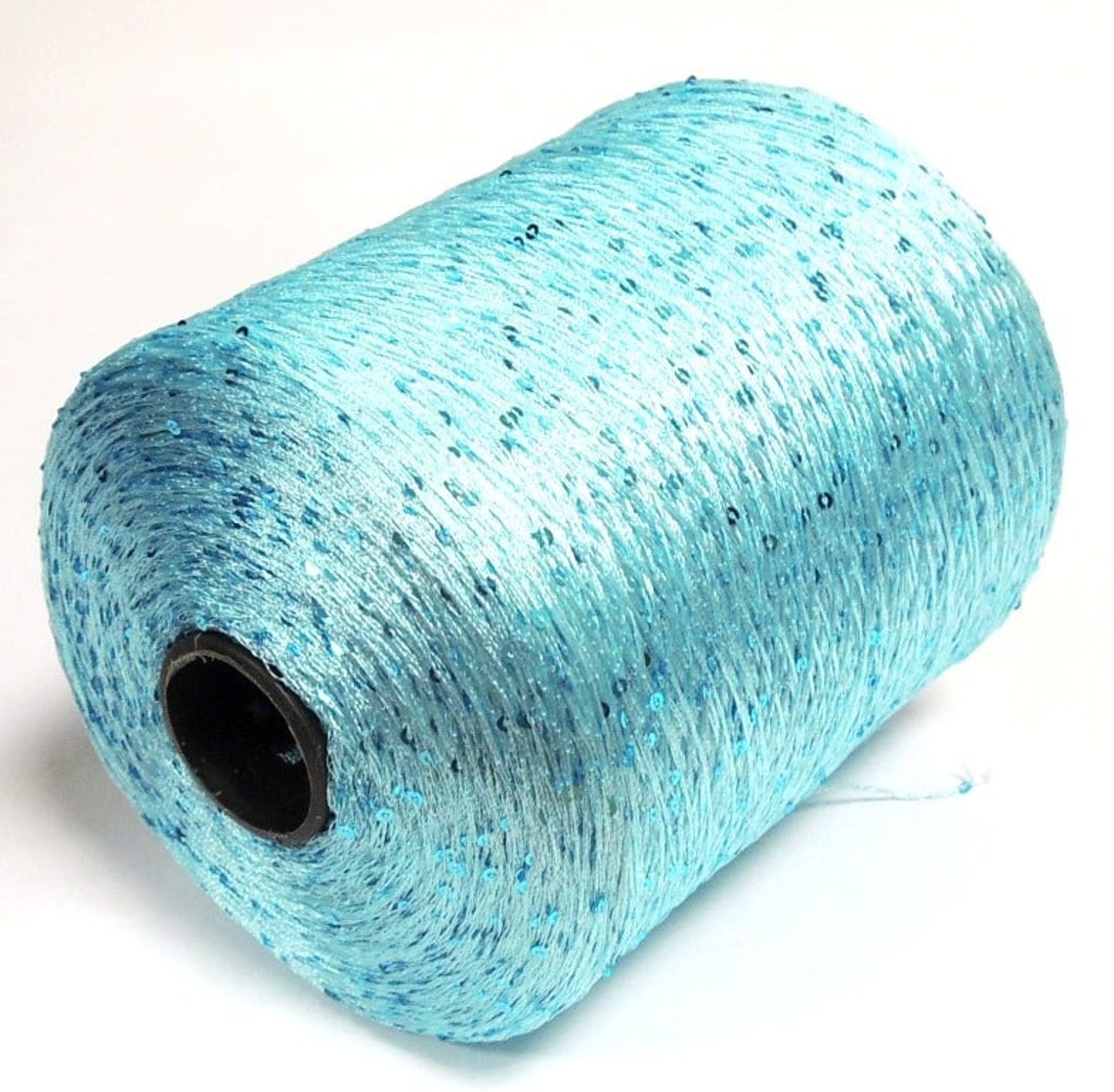 Sequin blue sparkle yarn White knitting crochet weaving Etsy