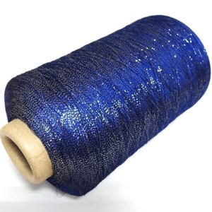 Blue lurex, Electric metallic thread, Glitter ultramarine yarn, Shining sparkle fiber / per 100 g