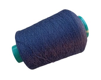Dark Denim Merino Wool Yarn Cone, Soft Combed Italian Knitting Weaving Crochet