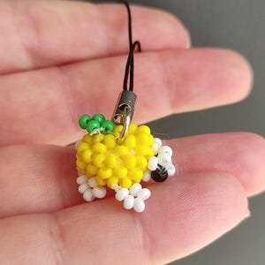 Berlock med turtle-citron, liten gul pärlnyckelring, handgjord 3D-berlock med dragkedja i väska, mininyckelring, handväsksaccessoar