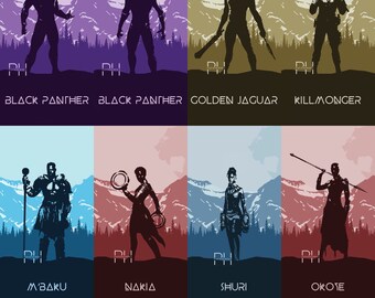 Zestaw minimalistycznych projektów Black Panther - wydruki 8x10