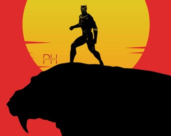 Czarna Pantera Minimalistyczny Projekt - Wydruk 8x10