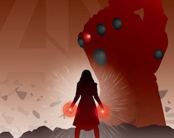 Avengers Endgame "Infinity Stones" serie - Scarlet Witch minimalistisch ontwerp - 8x10 print