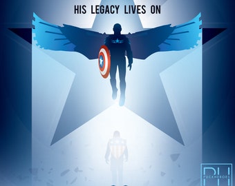Falcon and the Winter Soldier - "His Legacy Lives On" Minimalist Design - 8x10 Print