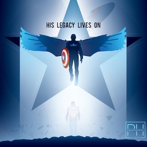 Falcon and the Winter Soldier - &quot;His Legacy Lives On&quot; Minimalist Design - 8x10 Print
