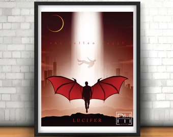 Lucifer (Netflix) &quot;The Fallen Angel&quot; Minimalist Design - 8x10 Print