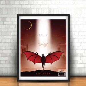 Lucifer (Netflix) &quot;The Fallen Angel&quot; Minimalist Design - 8x10 Print
