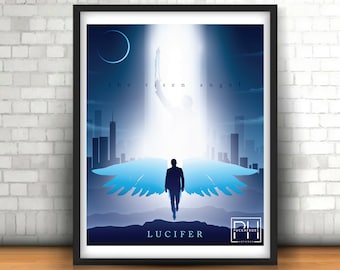 Lucifer (Netflix) &quot;The Risen Angel&quot; Minimalist Design - 8x10 Print