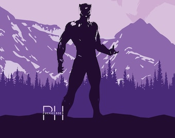 Czarna Pantera - Minimalistyczny Projekt Wariant 1 - Wydruk 8x10