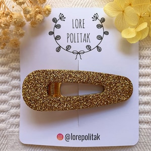 Gold Sparkly Hair Clip, Gold Glitter Hair Clip, Resin Hair Clip, Gift for her, Glitter Hair Accessories, Glitter Clips, Gold Hair Accessory