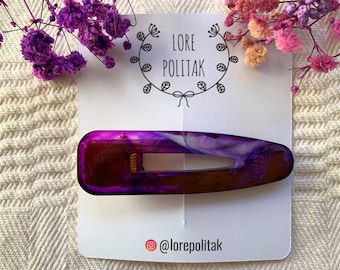 Pinza para el cabello morada, pinzas para el cabello de resina, accesorios para el cabello de otoño, regalo de Navidad para ella, accesorio para el cabello único, pasador para el cabello morado, pinza para el cabello