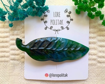 Green Blue Hair Clip, Leaf Hair Clip, Green Leaf Hair Clip, Gift for Her, Leaf Hair Accessories,  Hair Clip for Thick Hair, Boho Hair Clip