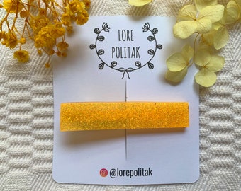 Yellow Glitter Hair Clip, Resin Hair Clips, Glitter Hair Accessory, Hair Clips for Girls, Hair CLip for Thin Hair, Yellow Hair Clip, Glitter