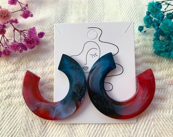 Handmade Resin Hoop Earrings: Colorful Stainless Steel Jewelry