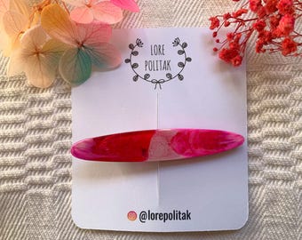 Haarclip fuchsia hars: handgemaakte roze haarspeld
