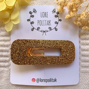 Gold Glitter Hair Clip, Sparkly Gold Hair Clip, Gold Hair Accessories, Resin Hair Clips, Glitter Hair Clip, Gifts for Girls, Glitter Clips