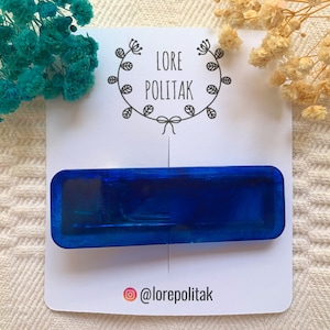 Handmade Blue Resin Hair Clip: Modern Barrette for Thick Hair