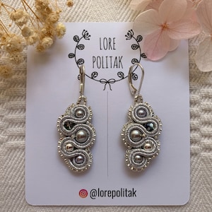 Silver Soutache Earrings, Silver Earrings, Soutache Earrings, Gift for Her, Swarovski Earrings, Silver Earrings, Unique Earrings