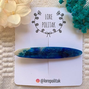 Blue Resin Hair Clip: Silver Accent Barrette