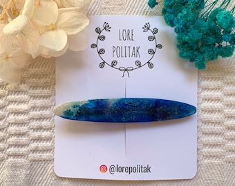 Pinza para el cabello azul y plateada, pinza para el cabello azul, accesorios para el cabello únicos, accesorio para el cabello azul, regalo para ella, pinzas para el cabello de resina, pasador para el cabello azul