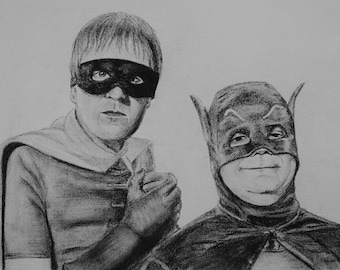 Only Fools and Horses - Batman - ORIGINAL ART charcoal portrait on canvas