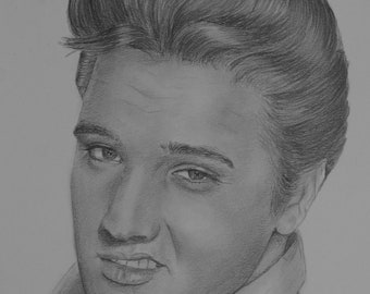 Elvis Graphite Portrait - A4 Giclée Art Print