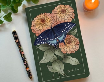 Swallowtail & Zinnias Blank Journal Notebook