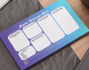Psychic Scavenger Hunt Post-it Note Pad | Gradient Sticky Notes Game Sheet (Purple & Blue)