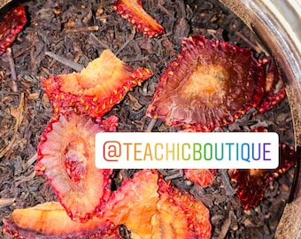 TCB Tasty Teas | Black Berry | Fresh Strawberries, Vanilla Bean, Vanilla Crystals, Black Tea | Loose Leaf & Tea Bags