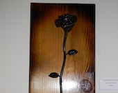 The Sculpture &quot;Love Is Hot&quot; Hand Forged Steel Rose