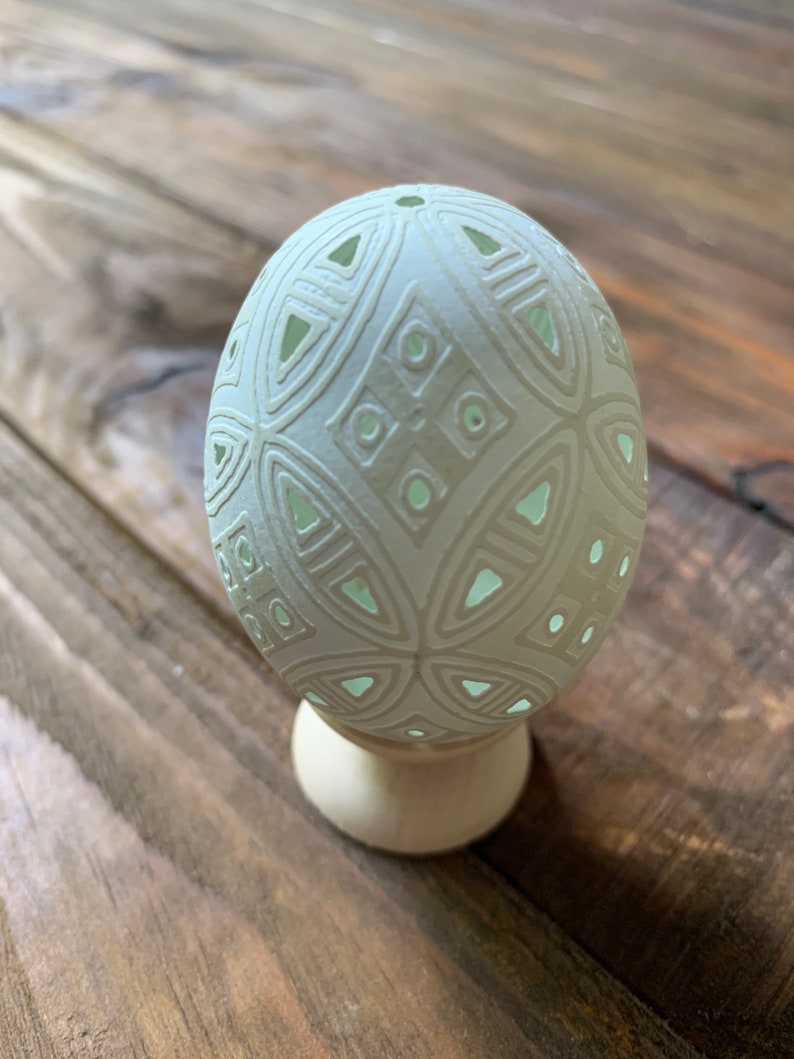 Ukrainian carved pysanka on araucana chicken egg #7