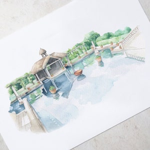 Personalised Watercolour Wedding Venue Portrait - bespoke venue illustration - wedding venue illustration - wedding anniversary gift