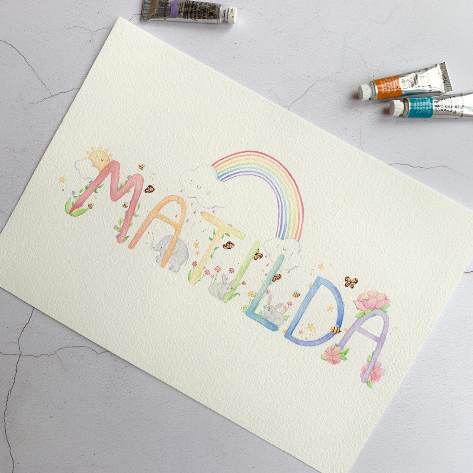 Personalised Baby Name Painting Nursery Gift Font 1 Etsy