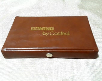28 Vintage Domino Set by Cardinal Texas 42 Brown Case