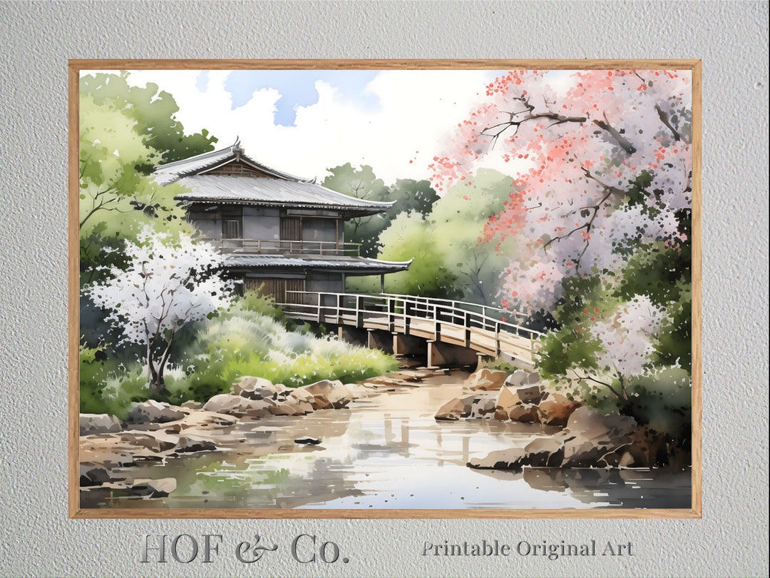 Wall Art, Traditional Japanese Gardens, Boho, Zen Garden, Japanese
