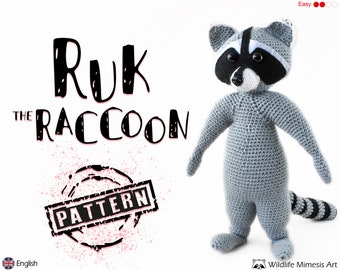 Ruk der Waschbär Amigurumi Häkelanleitung: Englisches PDF-Tutorial