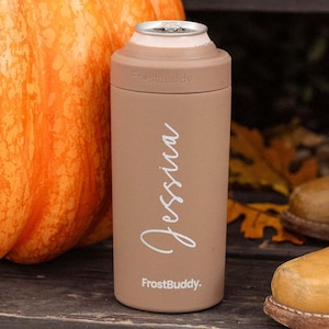 Personalized Engraved Frost Buddy Universal Can Cooler | Insulated Stainless Steel Holder | Slim Can | 12oz | 16oz | Tall Bottle Cooler