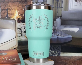 Faith Over Fear Engraved Christian YETI Rambler Tumbler | Scripture Tumbler | Christian Gift | Bible Verse | Inspirational YETI Mug