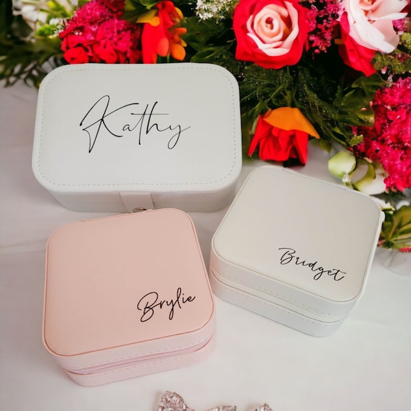 Personalized Jewelry Box | Bridesmaid Gift | Maid of Honor | Personalized Travel Jewelry Case | Jewelry Organizer | Bridesmaid Proposal