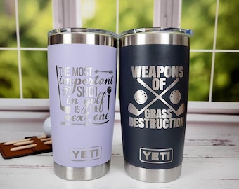 Golfing Engraved YETI Rambler Tumbler | Engraved Travel Mug | Golfer Gift for Him or Her | Funny Golf Mug | May the Course | Golf Beer Gift