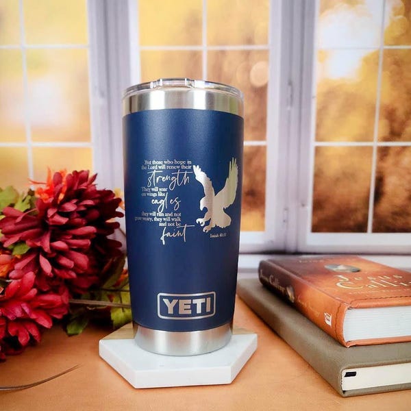 Hope in the Lord Engraved Christian YETI Rambler Tumbler | Scripture Tumbler | Christian Gift | Bible Verse | Isaiah 40:31 Verse | Eagles