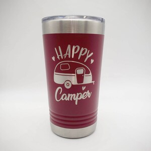 Happy Camper Engraved Polar Camel 15oz Mug Camping Gift Personalized Gift Camp Life Travel Tumbler Tent Camp RV Camper Campers image 8