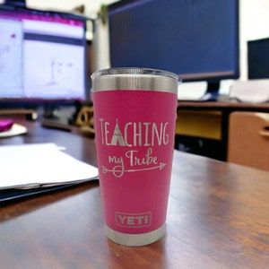 Teaching My Tribe Engraved YETI Rambler Tumbler | Custom Gift | Christmas Gift for Teacher | Teacher Appreciation | Best Teacher Ever