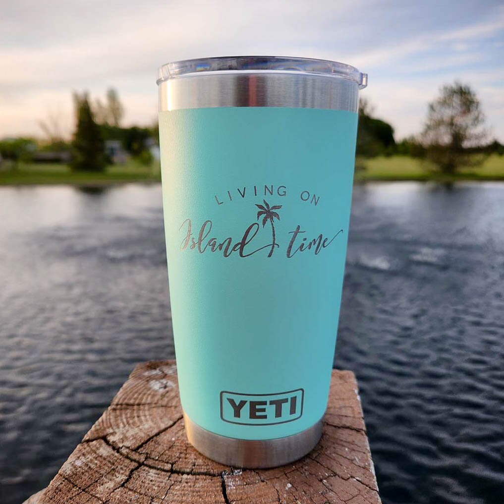 Living On Island Time Engraved Yeti Rambler Tumbler