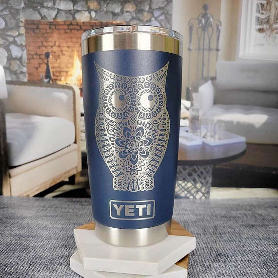 Cute Owl - Engraved Stainless Steel Tumbler, Yeti Style Cup, Owl Mug