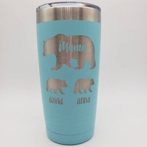 Mama Bear with Cubs Engraved Polar Camel Tumbler | Mother's Day Engraved Tumbler |#1 Mom | Mother's Day Personalized Gift | Best Mom Gift